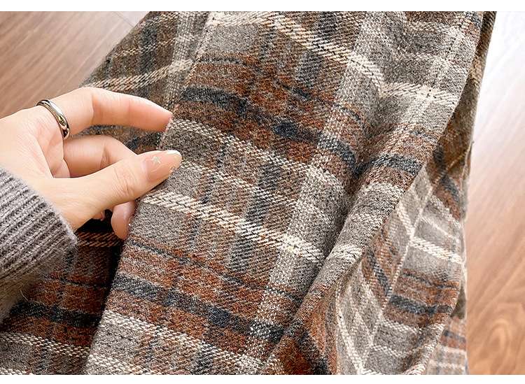 格子柄プリーツスカート ロング丈チェック