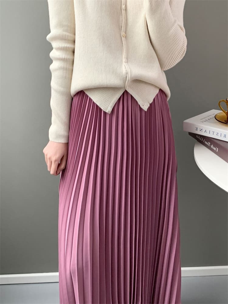 プリーツスカート 上品プリーツ ロングスカート ハイウエスト