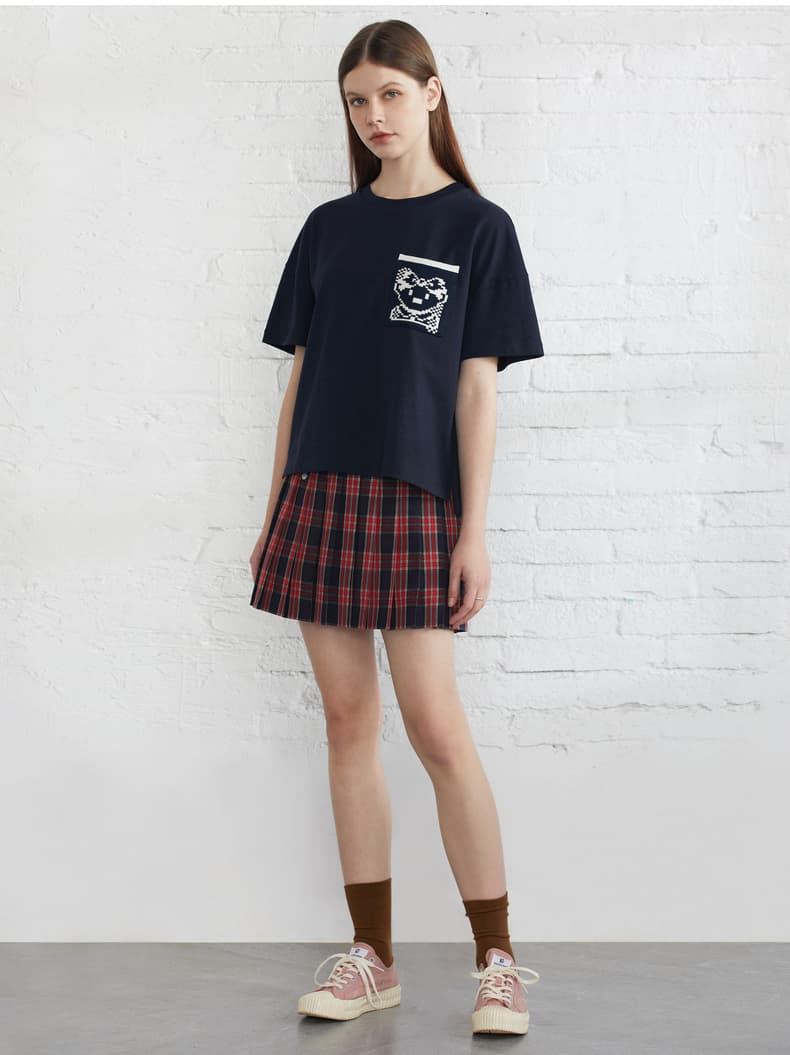 プリーツスカート チャーム付き制服風プリーツミニ