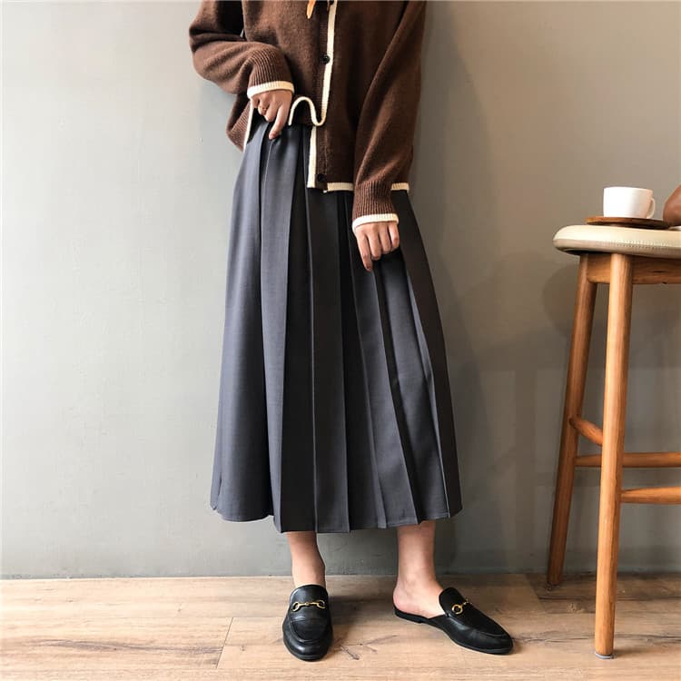 ハイウエストロングプリーツスカート