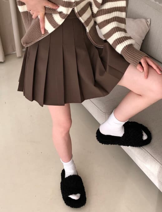 プリーツスカート 秋冬レディース茶色プリーツミニスカート