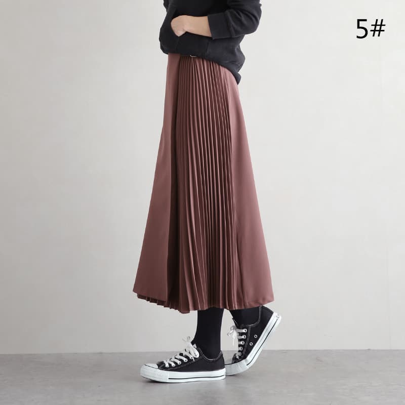 プリーツスカート ロング丈 ハイウエスト レディース 上品