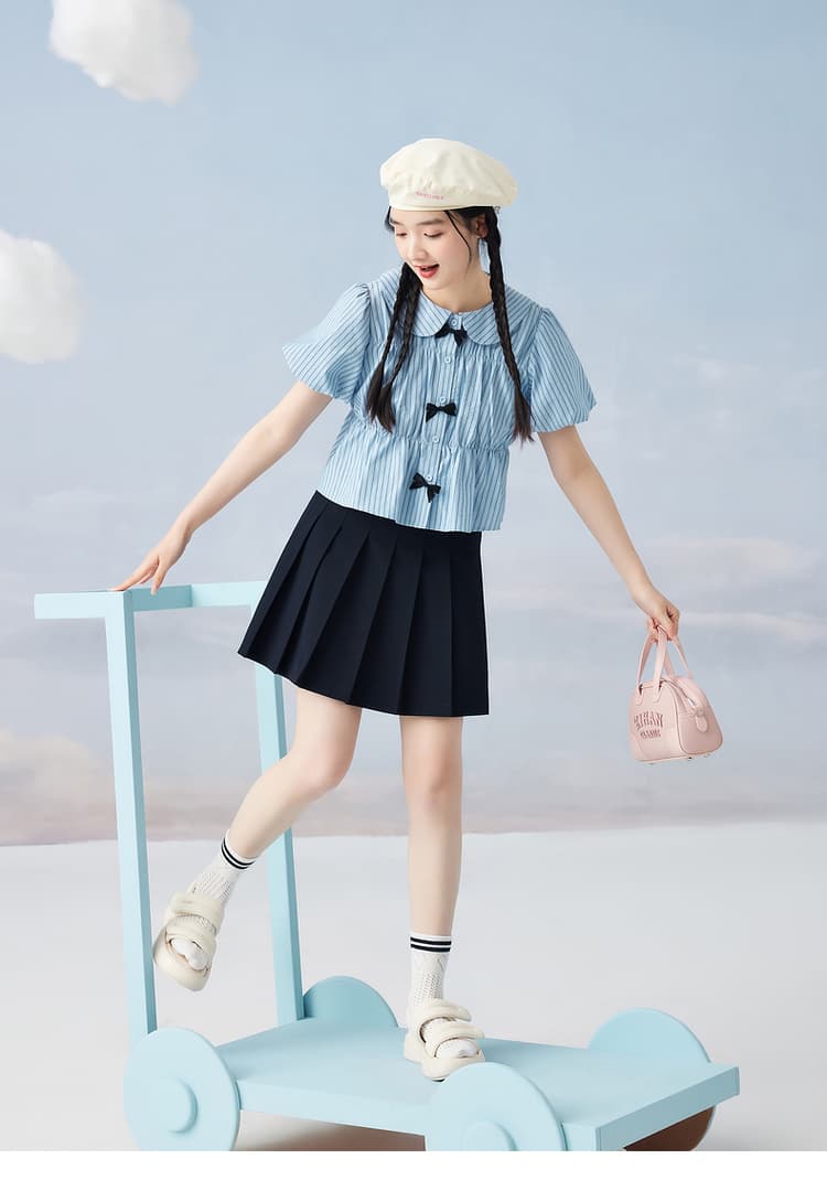 プリーツスカート 細やかプリーツ制服風ミニスカート