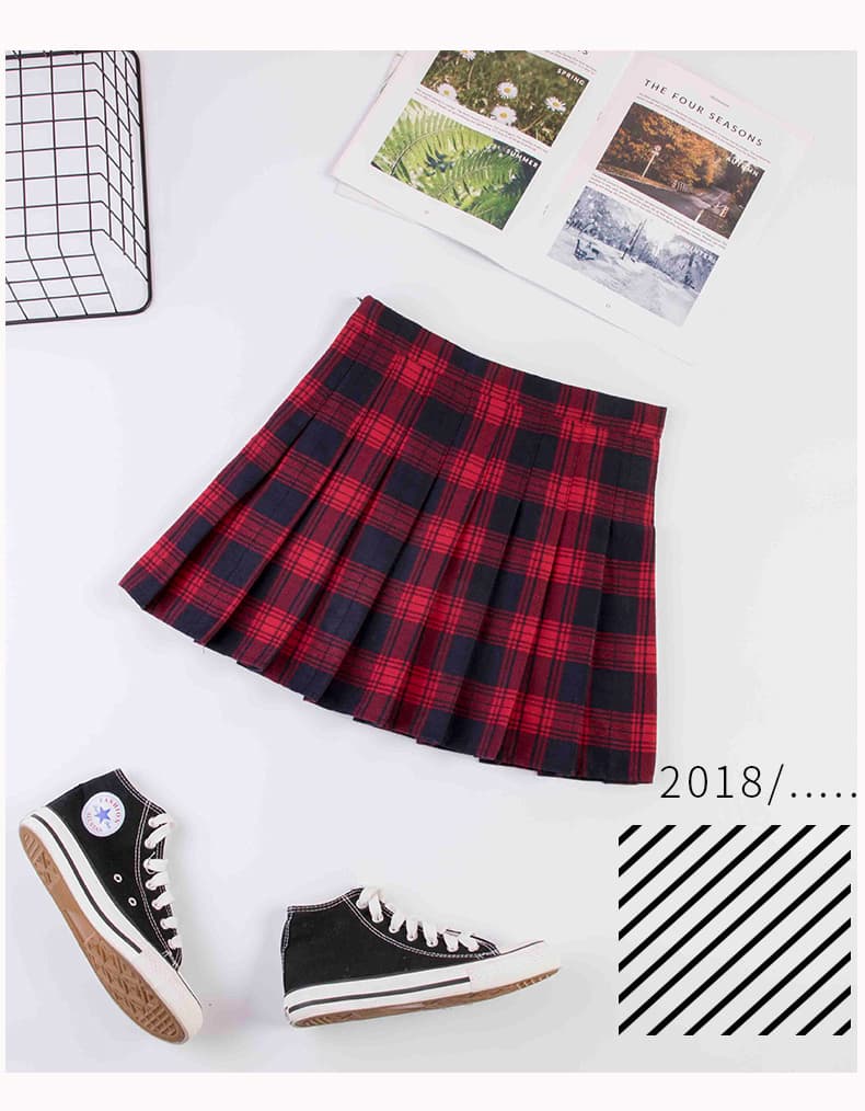 プリーツスカート 細やかチェック柄プリーツミニスカート