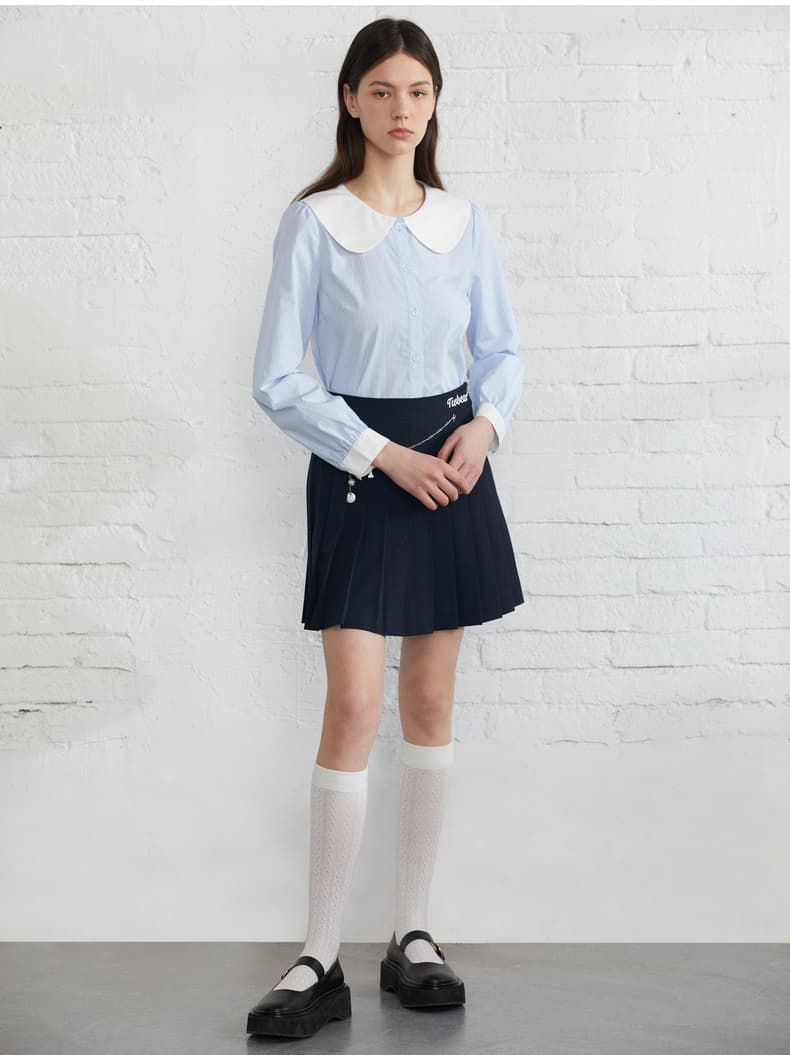 プリーツスカート チャーム付き制服風プリーツミニ