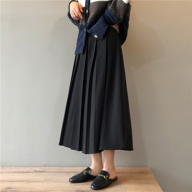 ハイウエストロングプリーツスカート