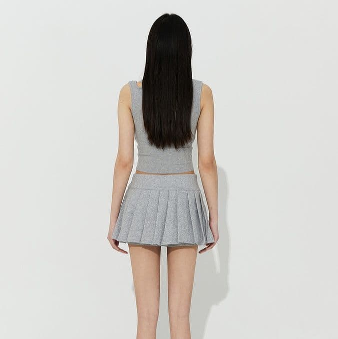 プリーツスカート 切り替えデザイン極細プリーツミニスカート