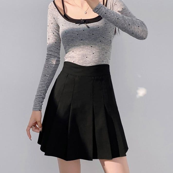 プリーツスカート 上品優雅プリーツミニスカート