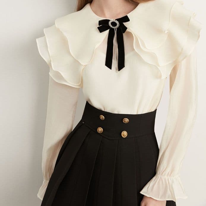 プリーツスカート 装飾ボタン付きハイウエストプリーツミニスカート