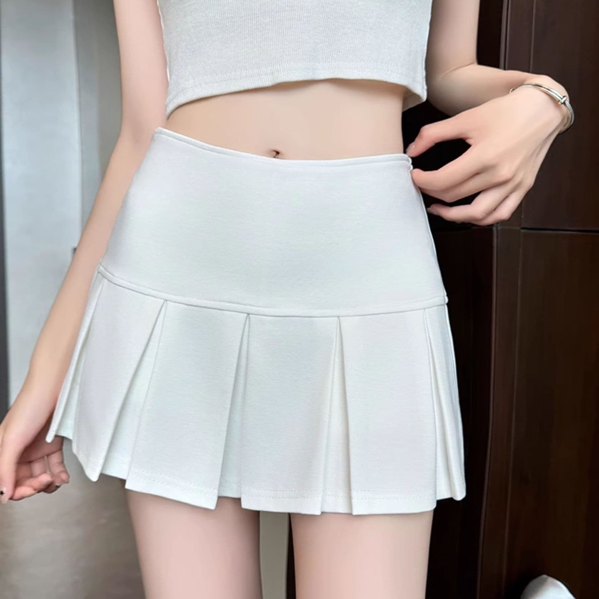 プリーツスカート リボン結びプリーツミニスカート
