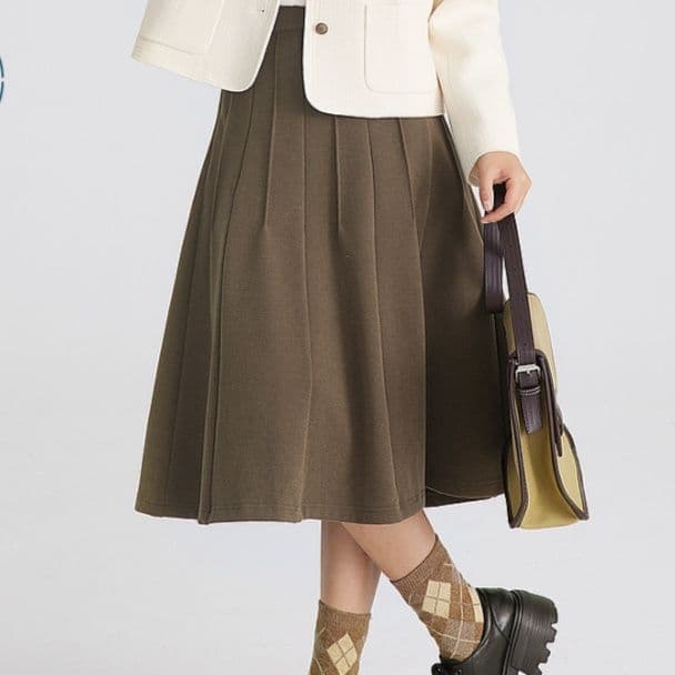プリーツスカート 上品シルエット プリーツ膝丈スカート