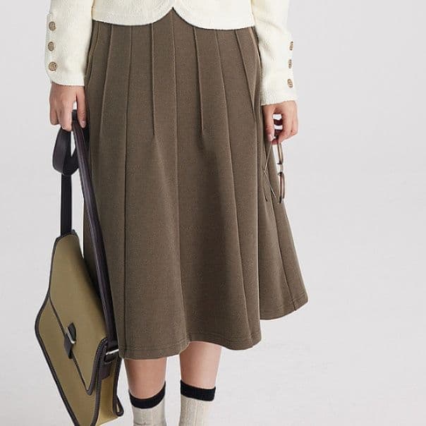 プリーツスカート 上品シルエット プリーツ膝丈スカート
