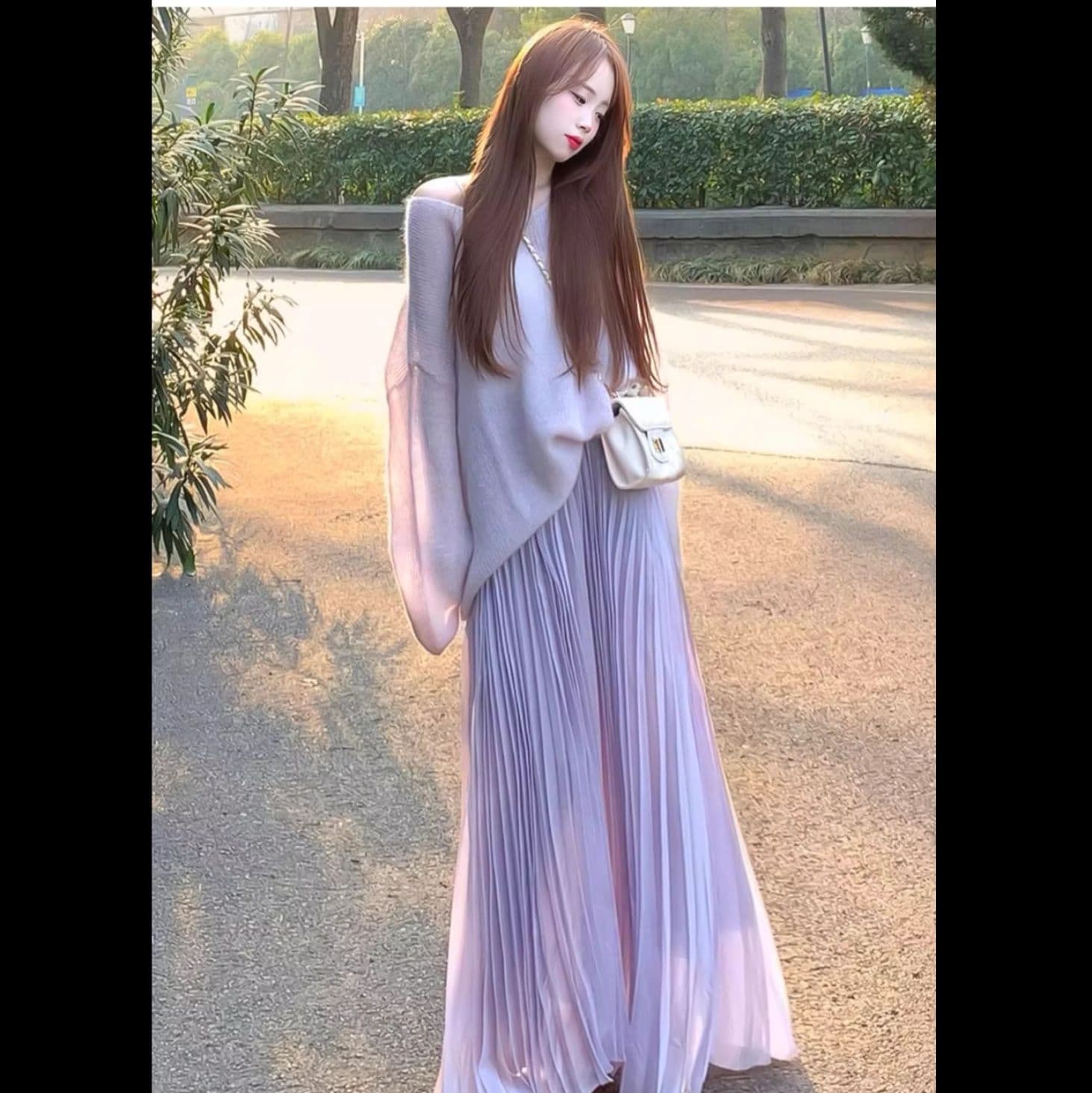 プリーツスカート エアリー風合いロングプリーツスカート