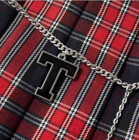 プリーツスカート チャーム付き制服風プリーツミニ