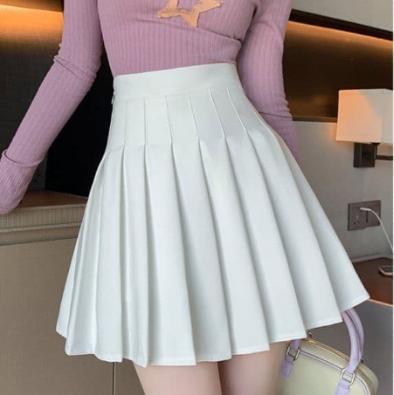 プリーツスカート ハイウエストシャープ プリーツミニ