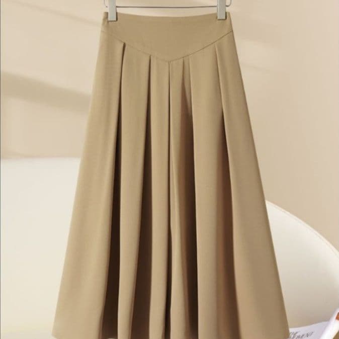 プリーツスカート 上品プリーツ 膝丈フレアスカート