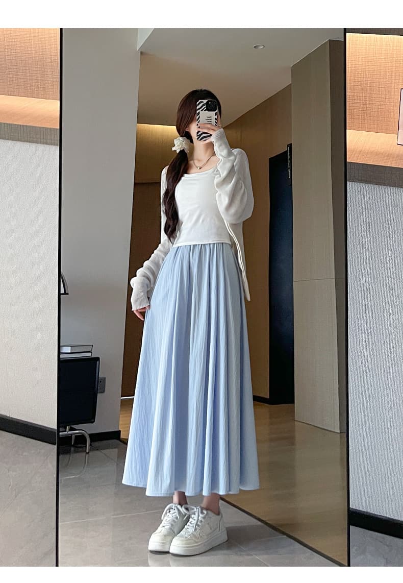 プリーツスカート ゆったり優雅なプリーツマキシスカート