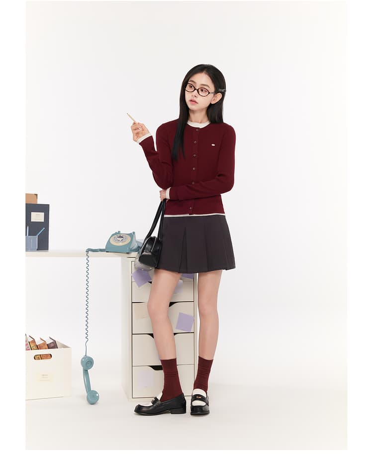 プリーツスカート ポケット付きボックスプリーツミニスカート