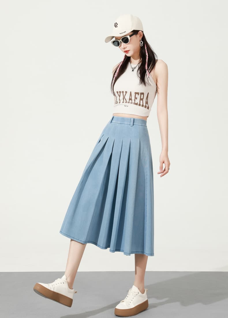 プリーツスカート 優美なたたずまい 膝丈プリーツスカート