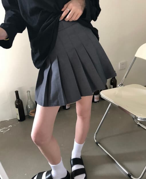 プリーツスカート 秋冬レディース茶色プリーツミニスカート