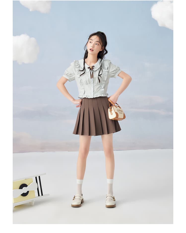 プリーツスカート 細やかプリーツ制服風ミニスカート