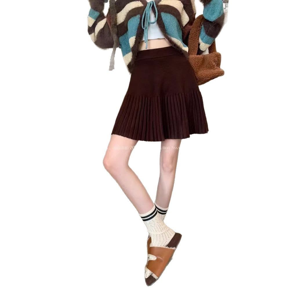 プリーツスカート 切替デザイン裾プリーツミニスカート