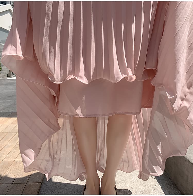 プリーツスカート ふわり舞う細プリーツロングスカート