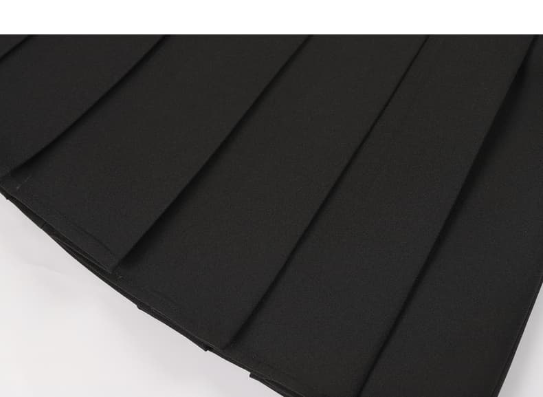 プリーツスカート 装飾ボタン付きハイウエストプリーツミニスカート