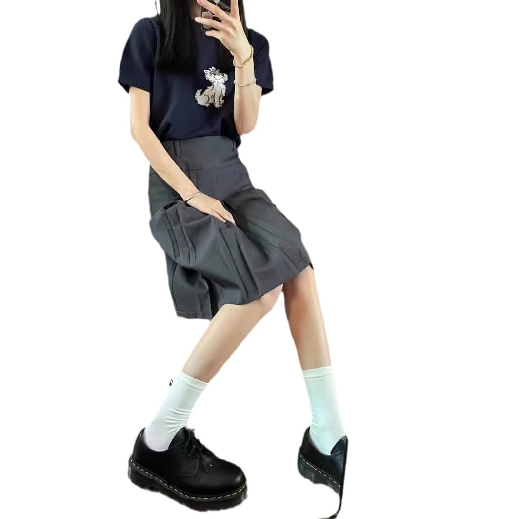プリーツスカート 上品きれいめボックスプリーツ膝丈スカート