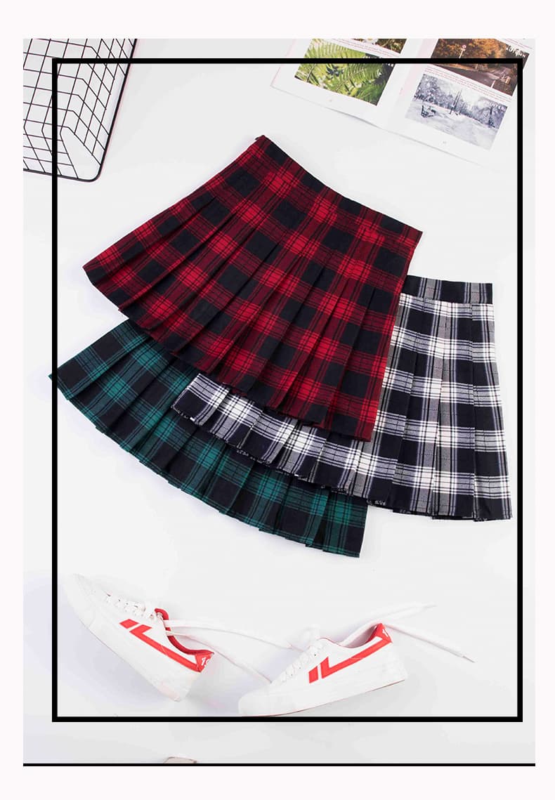 プリーツスカート 細やかチェック柄プリーツミニスカート