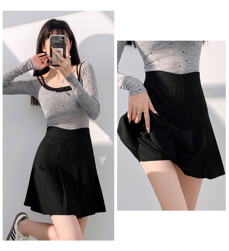 プリーツスカート 上品優雅プリーツミニスカート