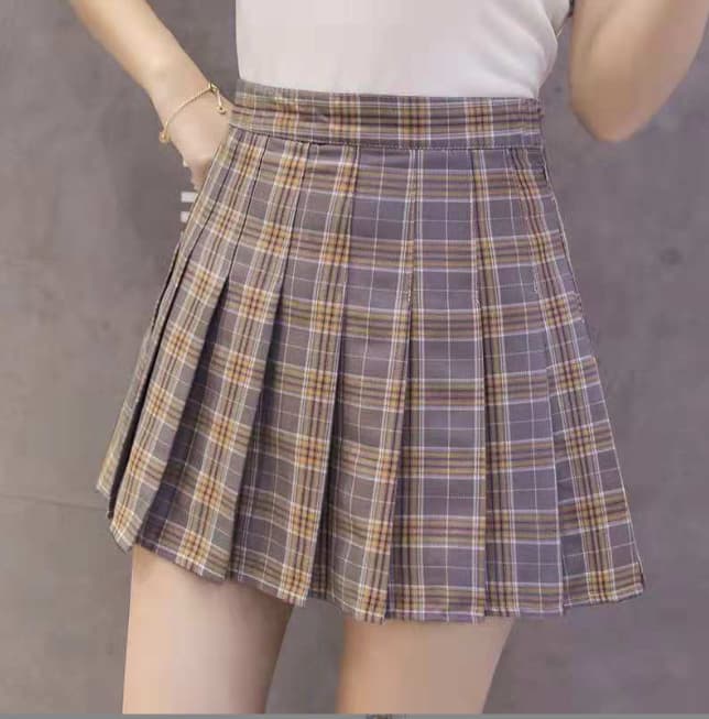 可愛いミニ丈プリーツスカート チェック柄 黒 着回し抜群