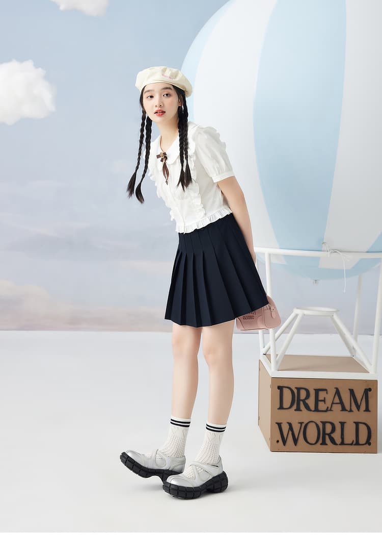 プリーツスカート 細やかプリーツ制服風ミニスカート