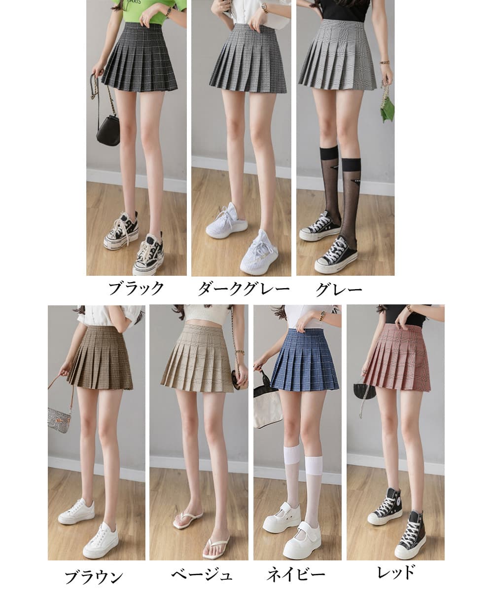 チェック柄プリーツスカート ミニ丈