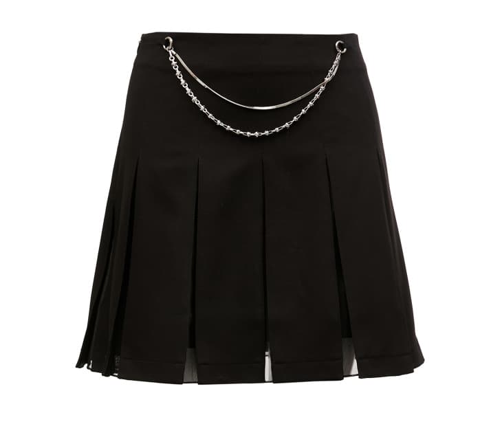 プリーツスカート 鎖飾り付きプリーツミニスカート