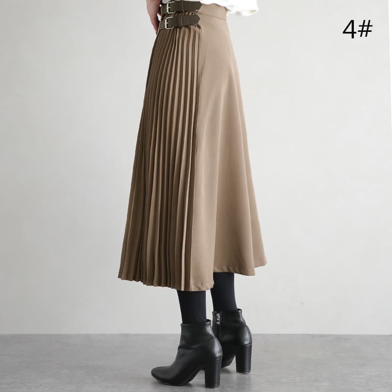 プリーツスカート ロング丈 ハイウエスト レディース 上品