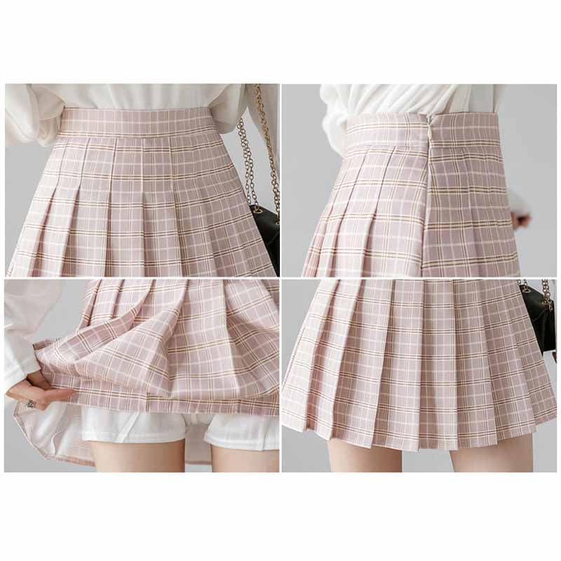 プリーツスカート チェック柄プリーツミニスカート インナーパンツ付き