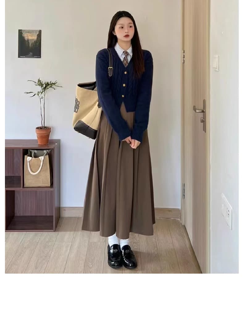 プリーツスカート 上品なシルエットプリーツロングスカート