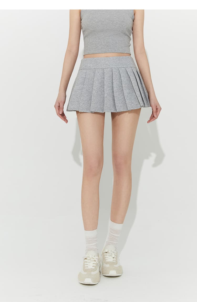 プリーツスカート 切り替えデザイン極細プリーツミニスカート