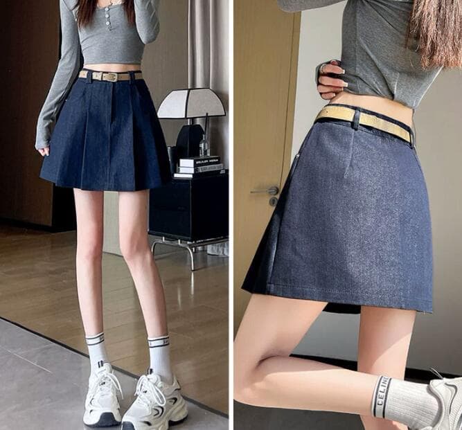 プリーツスカート ハイウエストプリーツミニスカート白色