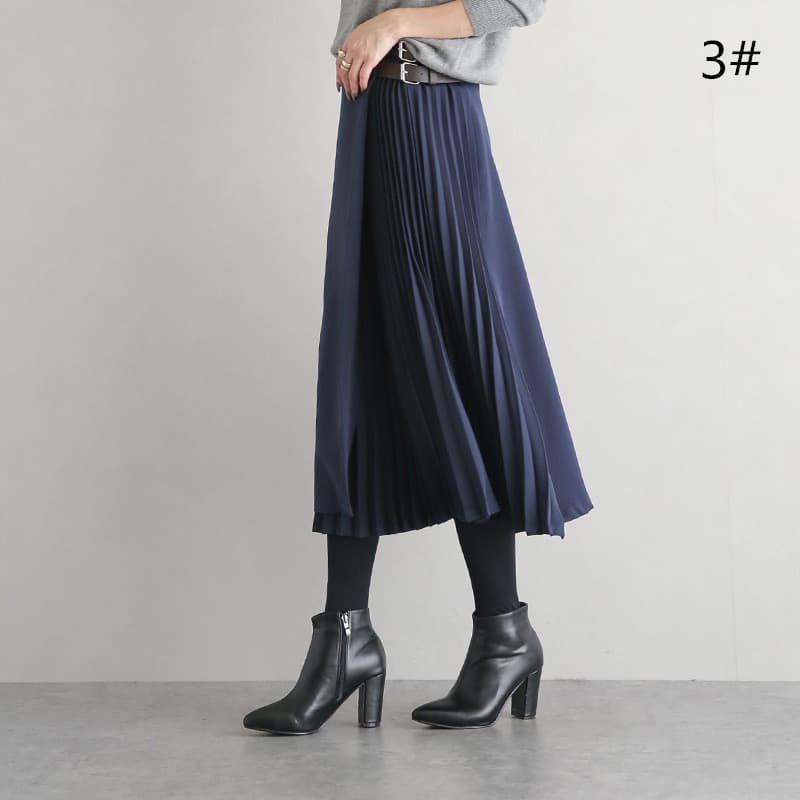プリーツスカート ロング丈 ハイウエスト レディース 上品