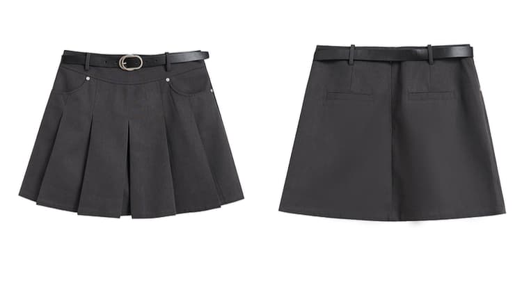 プリーツスカート ポケット付きボックスプリーツミニスカート