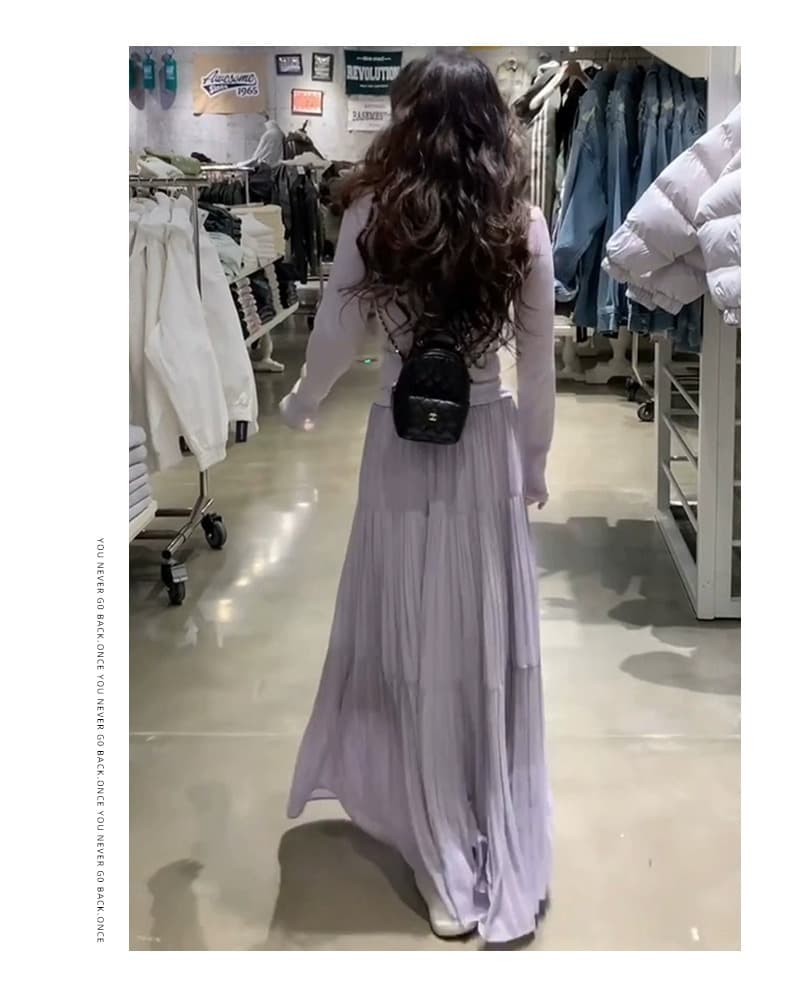 プリーツスカート 優美なシルエットプリーツロングスカート