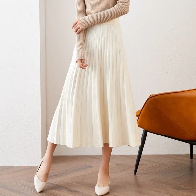 プリーツスカート 優雅な揺れ感プリーツロングスカート