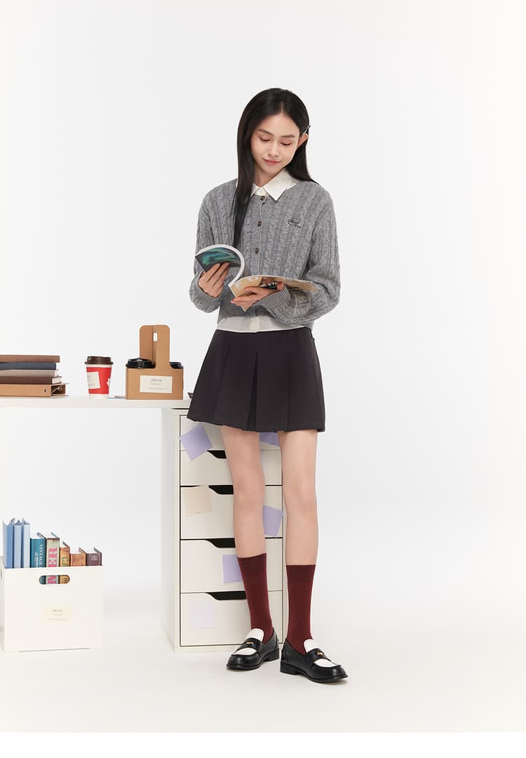 プリーツスカート ポケット付きボックスプリーツミニスカート