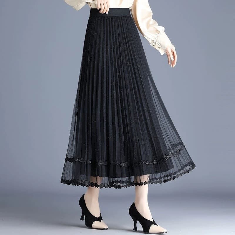 プリーツスカート 優雅なシルエットプリーツロングスカート
