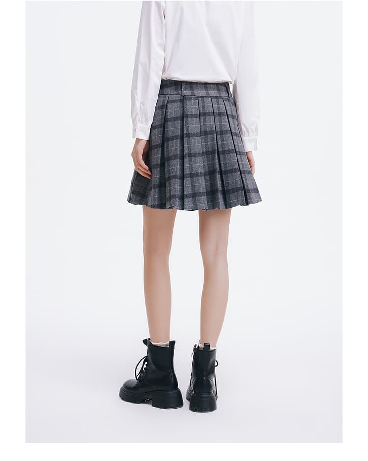 プリーツスカート リボン付き制服風プリーツミニスカート