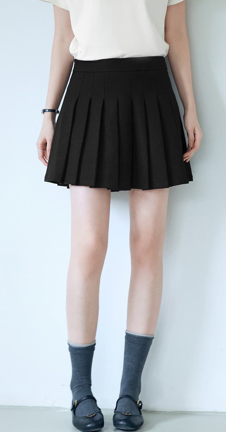 プリーツスカート ふんわり広がる制服風プリーツミニ