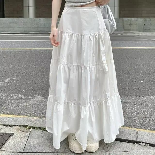 プリーツスカート ティアードプリーツマキシスカート