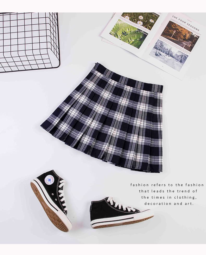 プリーツスカート 細やかチェック柄プリーツミニスカート